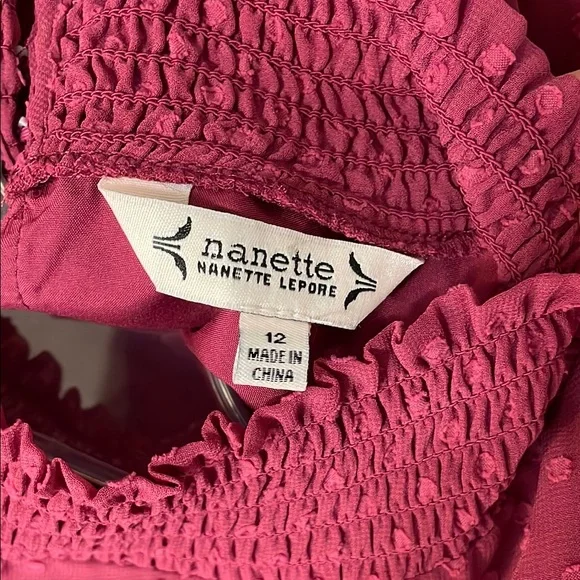 NWT. Nanette Lepore 12 Raspberry Radiance High Neck Long Sleeve Dress. - Picture 5 of 12